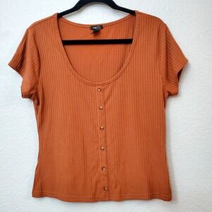 Rue 21 ♡ Women's Burnt Orange Scoop Neck Top Shirt ♡ Size Large‎ ♡ Bohemian